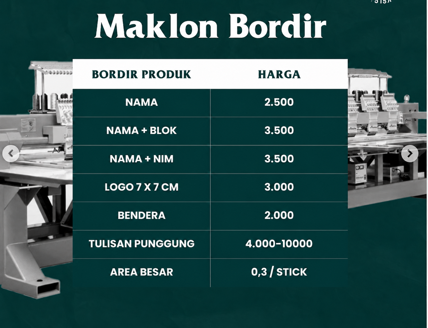 Jasa Maklon Bordir Komputer